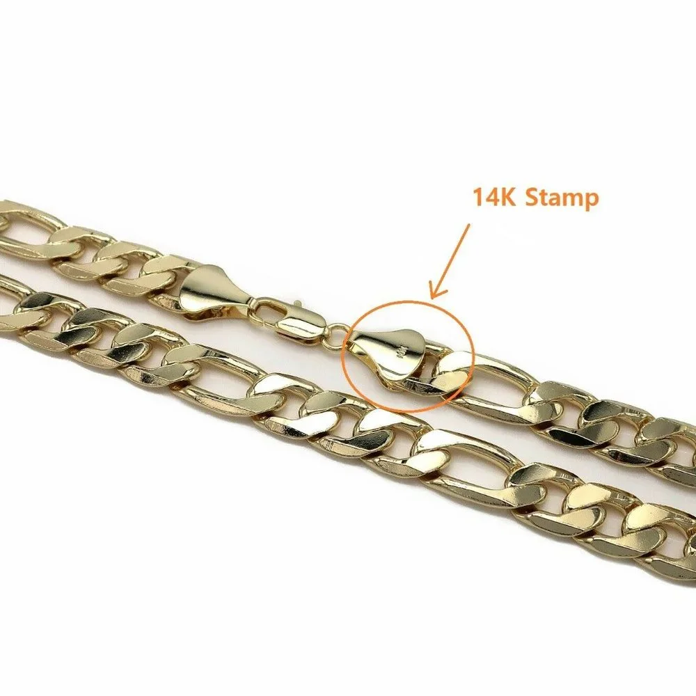 12MM ITALIAN THICK! 14KT GOLD FIGARO 20